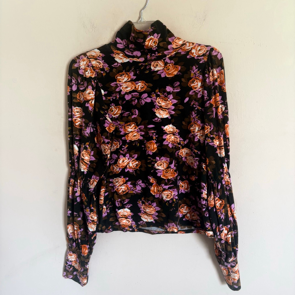 Anthropologie Floral Tiered-Sleeve
Turtleneck Blouse - Picture 8 of 15